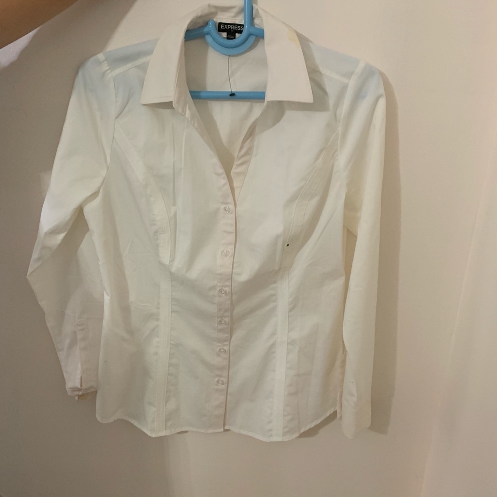 Express white bottom down shirt long sleeve.